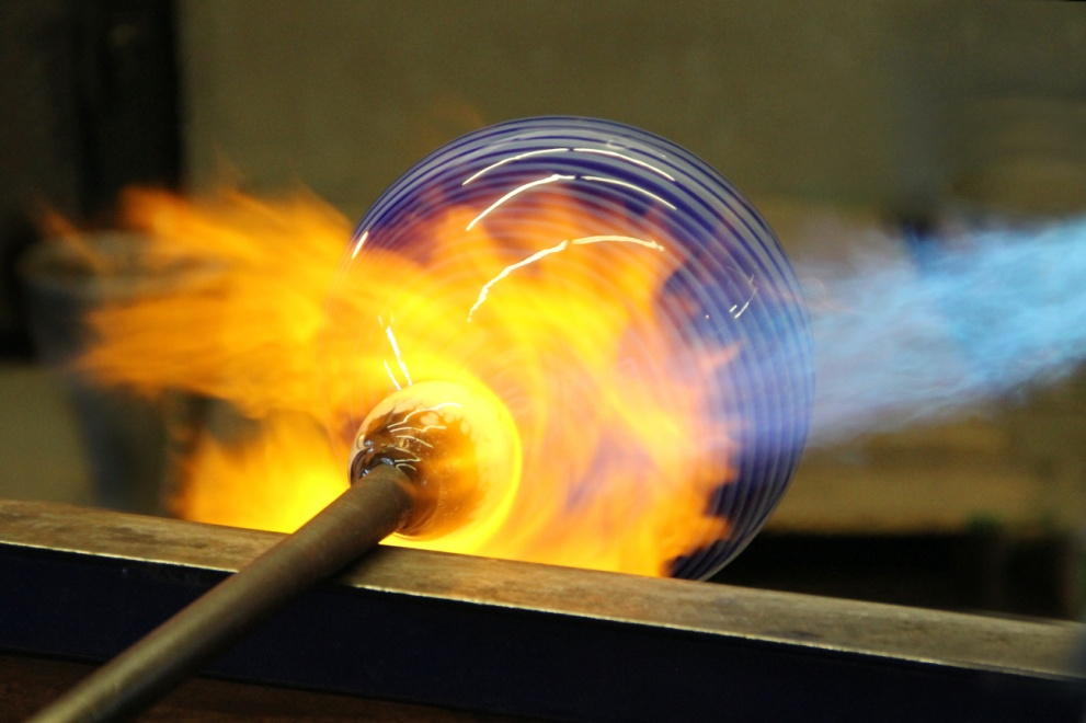 Undergoing the process of glass making